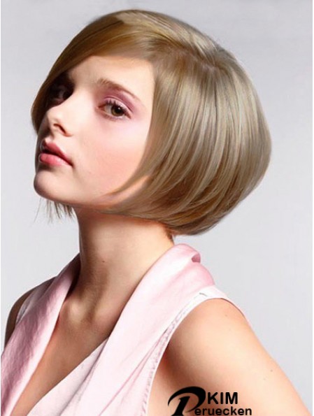 Synthetische Spitze Perücken Günstige Bobs Cut Blonde Farbe Kinn Länge