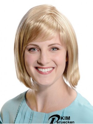 Gerade Kinnlänge Blond 11 Zoll Capless Comfortable Bob Perücken