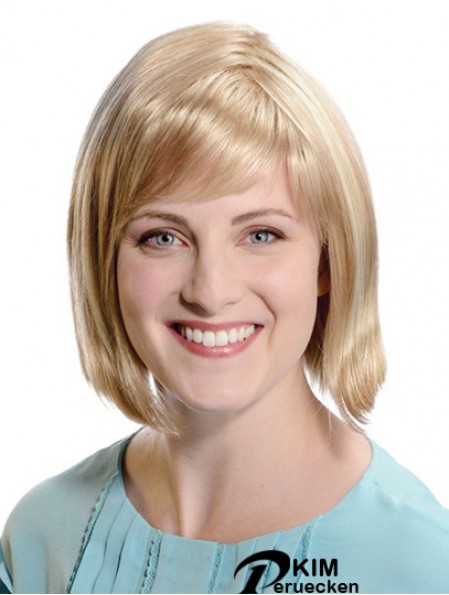 Gerade Kinnlänge Blond 11 Zoll Capless Comfortable Bob Perücken