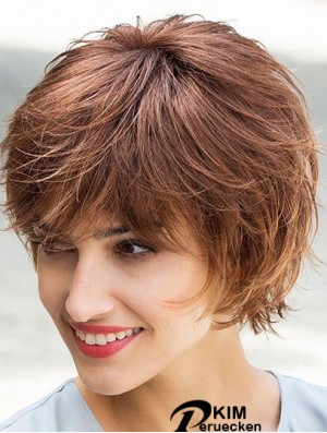 Flexibilität Braun Kinn Länge geschichtet Gerade Glueless Lace Front Perücken