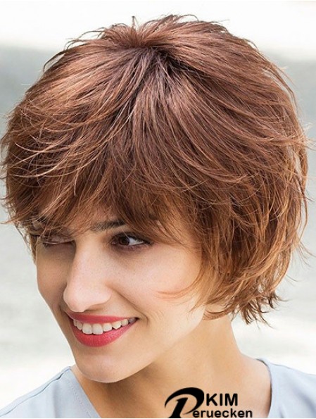 Flexibilität Braun Kinn Länge geschichtet Gerade Glueless Lace Front Perücken