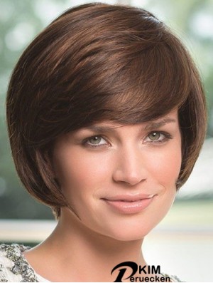 Wellige Kinnlänge Braun 8 Zoll Lace Front Perfect Bob Perücken