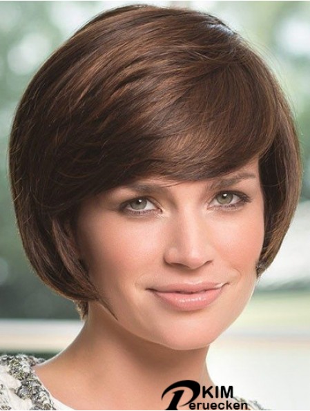 Wellige Kinnlänge Braun 8 Zoll Lace Front Perfect Bob Perücken