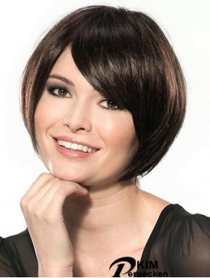 Gerade Kinnlänge Schwarz 10 Zoll Lace Front Great Bob Perücken