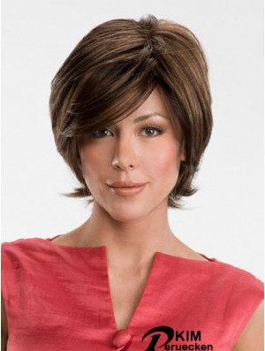 Online Brown Chin Länge gerade mit Pony Lace Front Perücken