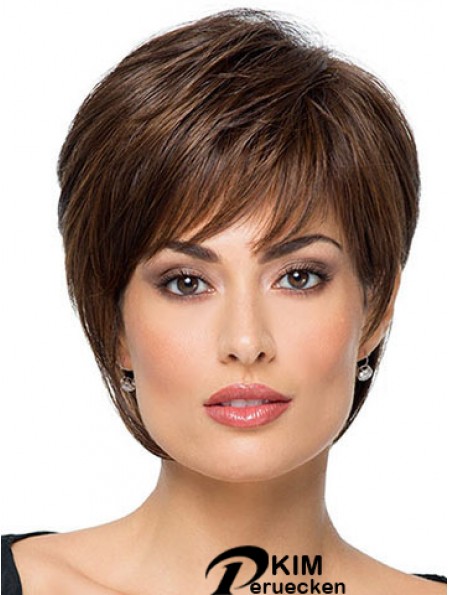 Geeignete 8  inchStraight Brown With Bangs Short Perücken
