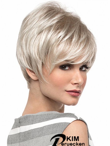 Beliebte 8  inchStraight Blonde Mit Pony Kurze Perücken