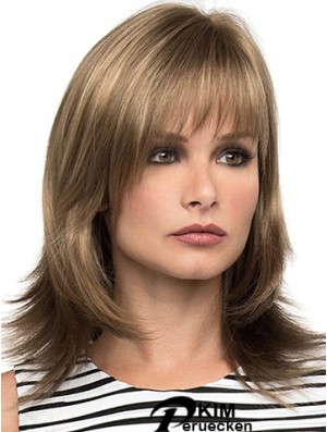 Mit Pony Brown Wavy Schulterlänge 14  inchSassy Medium Perücken
