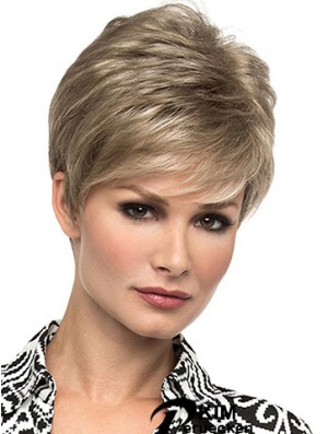 Erschwingliche 6  inchStraight Blonde Boycuts Short Perücken
