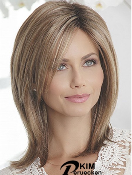 Layered Brown Straight Shoulder Länge 14  inchSchlanke mittlere Perücken
