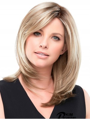 Blonde Straight 100% handgebundene geschichtete 14-Zoll-Damenperücken für Krebspatienten