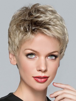 Boycuts Blonde Synthetic Straight 3 Zoll Kurzhaar Perücken