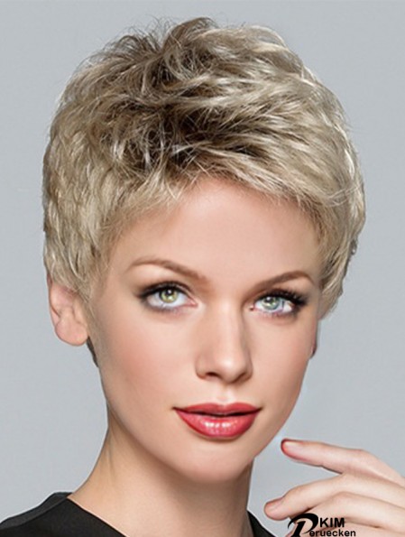 Boycuts Blonde Synthetic Straight 3 Zoll Kurzhaar Perücken