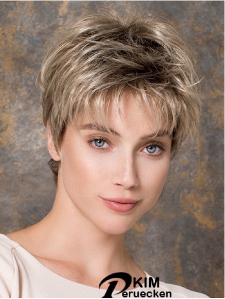 Capless Straight Blonde Boycuts 6 Zoll synthetische Perücken Online