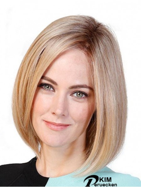 Straight Bobs Blonde 11  inchMonofilament Cancer Patient Perücken