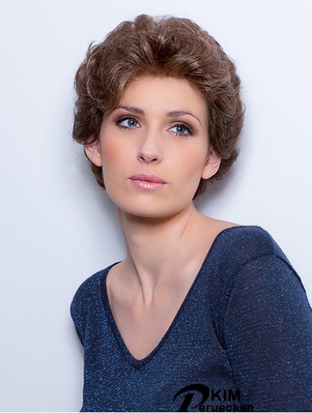 Synthetic Wavy Brown 7  inchShort Monofilament Classic Perücken