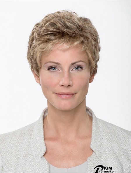 Synthetische gewellte blonde 8  inchkurze Monofilament Classic Perücke