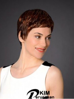 Red Cropped Synthetic 4  inchStraight Boycuts Lace Front Perücken