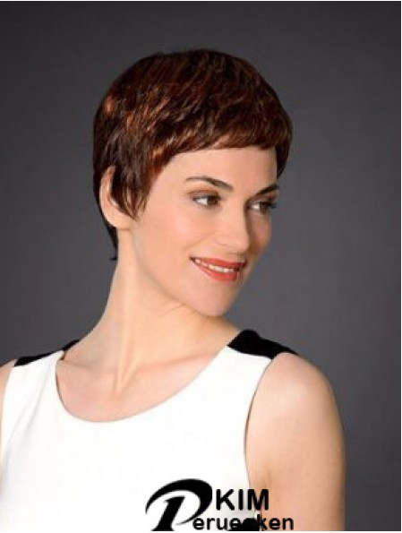 Red Cropped Synthetic 4  inchStraight Boycuts Lace Front Perücken