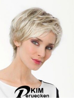 Platinblonde Boycuts Short 8  inchStraight Synthetic Monofilament Perücke Sale