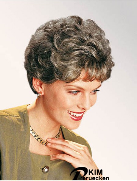 Curly Grey 7  inchClassic Synthetic Lace Front kurze Perücke