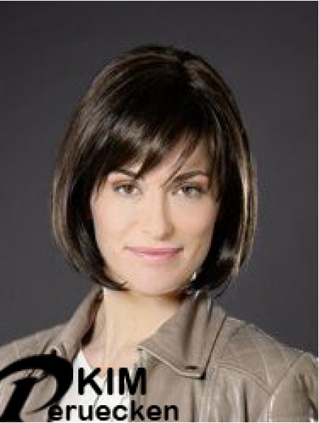 10  inchgerade braune synthetische Kinnlänge Monofilament Bob Cut Perücken