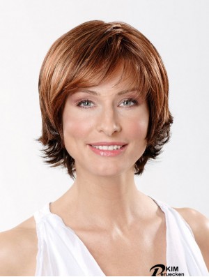 10  inchStraight Copper Synthetic Chin Länge Spitze Front Fashion Bob Perücken