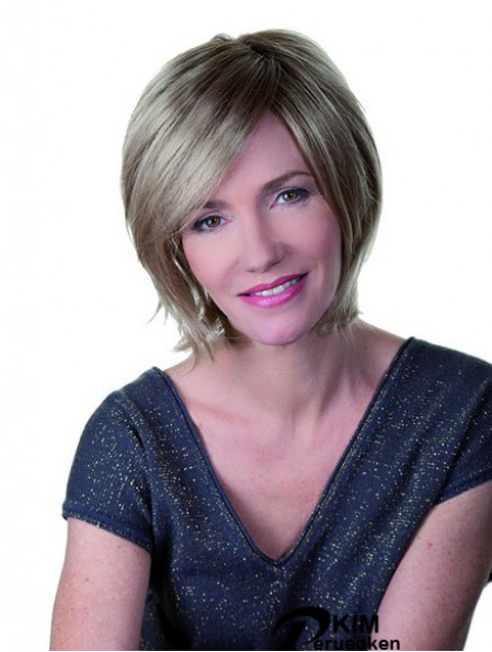 Blonde 10 Zoll Bobs Straight Monofilament Synthetische mittellange Frisuren