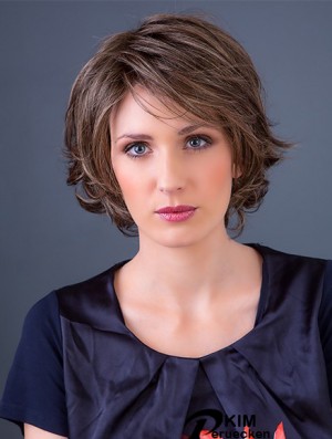Brown 10  inchBobs Wavy Monofilament Synthetic Medium Perücke