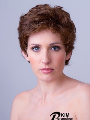 Synthetische Monofilament 4  inchBoycuts gewellte Auburn Frisuren für kurzes Haar