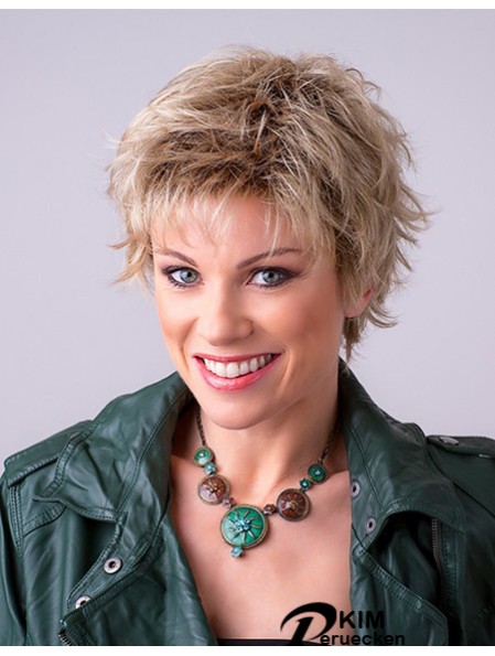 Synthetisches Monofilament 6  inchBoycuts Straight Blonde Short Ladies Perücken