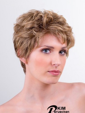 Synthetische Monofilament 6  inchBoycuts Wellige Blonde Kurze Perücken Für Frauen