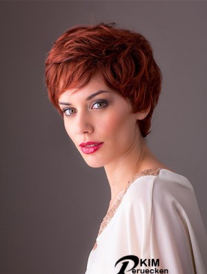 Synthetic Monofilament 8  inchLayered Wavy Red Short Style Perücken