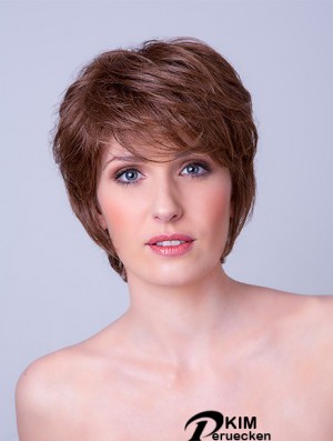 Synthetic Monofilament 8  inchLayered Straight Brown Damen Kurzhaar Perücken