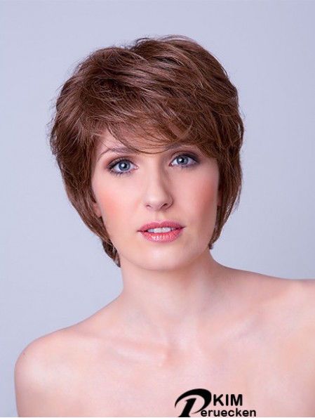 Synthetic Monofilament 8  inchLayered Straight Brown Damen Kurzhaar Perücken
