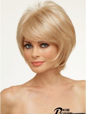 Kupfer mit Pony gerade 8 Zoll Kinn Länge Monofilament Hair Topper