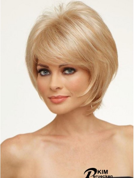 Kupfer mit Pony gerade 8 Zoll Kinn Länge Monofilament Hair Topper