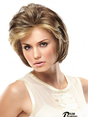 Monofilament handgebundene Perücken Spitze vorne blonde Farbe kurze Länge gewellt Stil