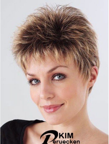 Synthetisch geschnittene Monofilam Boycuts Handgebundene Mono Petite Perücken