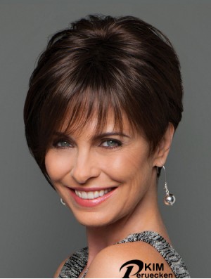Mono Perücken UK Short Length Brown Farbe Layered Cut Straight Style