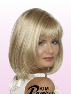 Bobs Kinn Länge Blonde Gerade Trendy Petite Perücken