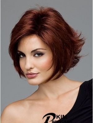 Schlanke Auburn Chin Chin Länge Curly Layered Monofilament Perücken