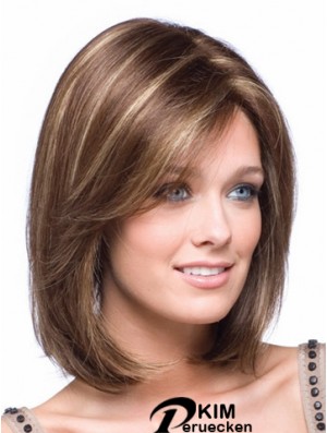 Kinn Länge Spitze Front Bobs Straight Brown Petite Monofilament Perücken UK