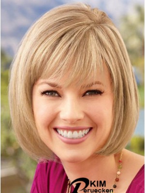 Spitze vorne Kinn Länge gerade blonde blonde bequeme Bob Perücken