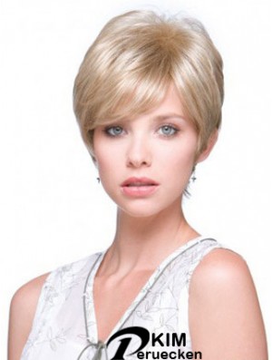 6 Zoll Online Straight Boycuts Blonde Kurze Perücken