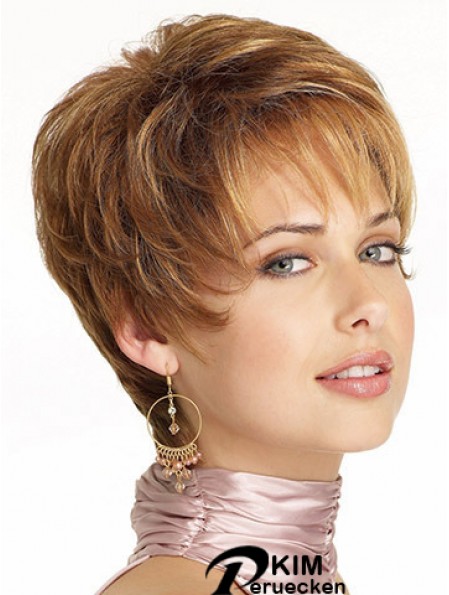 Beliebte Brown Cropped Wavy Boycuts Lace Front Perücken