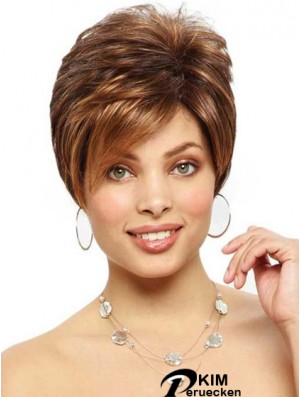 Entworfen Brown Cropped Straight Boycuts Lace Front Perücken
