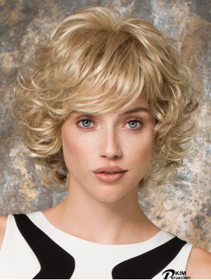 Layered Blonde Curly Chin Länge 10  inchPerfect Medium Perücken