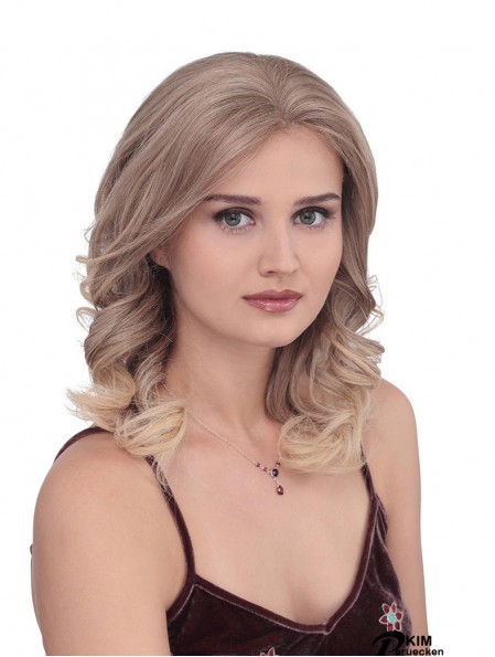 Lange lockige ohne Pony Flexibilität Blonde Spitze Front Perücken