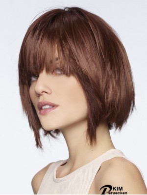 Gerade Kinnlänge Auburn 8  inchLace Front Modische Bob Perücken